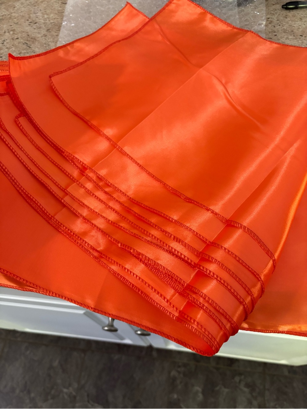 Satin Party Runners in Bright Orange - Elegant Event Linens